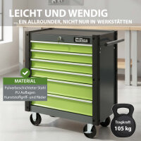 Werkstattwagen "Trutzi" abschließbar  6 Schubladen 78 x 64 cm Kantenschutzleisten Rollcontainer grün