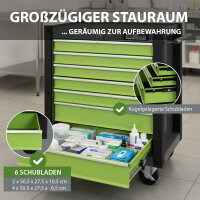 Werkstattwagen "Trutzi" abschließbar  6 Schubladen 78 x 64 cm Kantenschutzleisten Rollcontainer grün