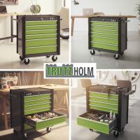 Werkstattwagen "Trutzi" abschließbar  6 Schubladen 78 x 64 cm Kantenschutzleisten Rollcontainer grün