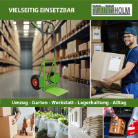Sackkarre Stahl 200 kg 112,5 cm Höhe große klappbare Ladefläche 29x29 cm pannensichere PU-Räder