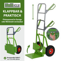 Sackkarre Stahl 200 kg 112,5 cm Höhe große klappbare Ladefläche 29x29 cm pannensichere PU-Räder