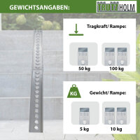 TRUTZHOLM Auffahrschiene klappbar 240 cm Tragkraft 50 kg Alu grau gelocht Fahrradrampe Rampe