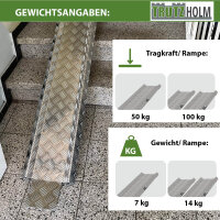 TRUTZHOLM Auffahrschiene Alu 150-270 cm verstellbar Traglast 50 kg Treppenrampe Fahrradrampe E-Bike