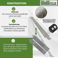 TRUTZHOLM Auffahrschiene Alu 150-270 cm verstellbar Traglast 50 kg Treppenrampe Fahrradrampe E-Bike