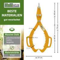 Forstzange 500 kg Zugkraft für Baumstämme bis 520 mm Hebezange 2 Klemmdorne Rückezange in gelb