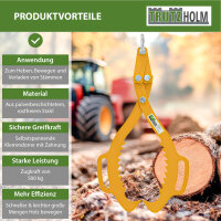 Forstzange 500 kg Zugkraft für Baumstämme bis 520 mm Hebezange 2 Klemmdorne Rückezange in gelb