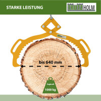 Forstzange 1000 kg Zugkraft für Baumstämme bis 640 mm Hebezange 2 Klemmdorne Rückezange in gelb