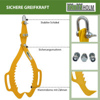 Forstzange 1500 kg Zugkraft für Baumstämme bis 760 mm Hebezange 2 Klemmdorne Rückezange in gelb