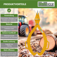 Forstzange 1500 kg Zugkraft für Baumstämme bis 760 mm Hebezange 2 Klemmdorne Rückezange in gelb