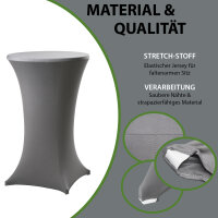 TRUTZHOLM Stehtischhusse Stretch 70 cm graue Tischdecke Husse Bistrotisch Partytisch
