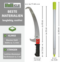 TRUTZHOLM Astsäge 6,3 m Arbeitshöhe - Teleskop-Stangensäge mit 7 Alustangen, Doppelhaken-Sägeblatt, inkl. Tragetasche