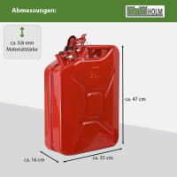 Metallkanister 20 Liter inkl. Ausgießer + Halterung rot Dieselkanister Benzinkanister