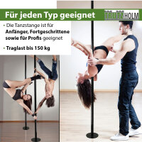 Pole Dance Tanzstange schwarz 231 - 274 cm Ø 45 mm Tabledance Static & Spinning ohne Bohren