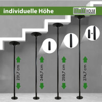 Pole Dance Tanzstange schwarz 231 - 274 cm Ø 45 mm Tabledance Static & Spinning ohne Bohren