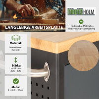 Werkstattwagen DELUXE 6 Schubladen + Tür unbestückt mit massiver Arbeitsplatte Anthrazit/grau