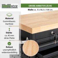 Werkstattwagen DELUXE 12 Schubladen 123 cm Breite unbestückt mit massiver Arbeitsplatte Anthrazit