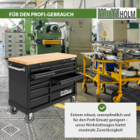 Werkstattwagen DELUXE 12 Schubladen 123 cm Breite unbestückt mit massiver Arbeitsplatte Anthrazit