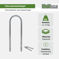5 x Fahrradanlehnbügel 115 x 41 cm Edelstahl Ø 49 mm Einbetonieren Fahrradständer Parker Typ U