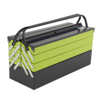 Werkzeugkiste XXL 7 Fächer 53x20x27,5 cm aus Stahl lackiert klappbarer Griff  leer
