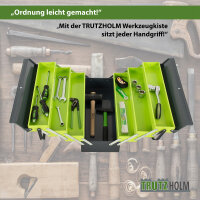 Werkzeugkiste XXL 7 Fächer 53x20x27,5 cm aus Stahl lackiert klappbarer Griff  leer