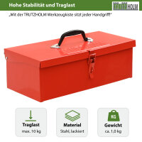 Werkzeugkiste 38 x 16 x 12,5 cm ca. 7,5 L verschließbares Fach klappbarer Tragegriff rot