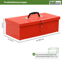 Werkzeugkiste 38 x 16 x 12,5 cm ca. 7,5 L verschließbares Fach klappbarer Tragegriff rot