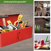 Werkzeugkiste 38 x 16 x 12,5 cm ca. 7,5 L verschließbares Fach klappbarer Tragegriff rot