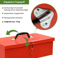 Werkzeugkiste 38 x 16 x 12,5 cm ca. 7,5 L verschließbares Fach klappbarer Tragegriff rot