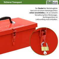 Werkzeugkiste 38 x 16 x 12,5 cm ca. 7,5 L verschließbares Fach klappbarer Tragegriff rot