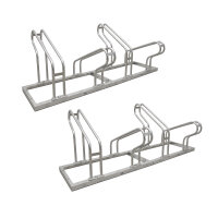 Fahrradständer für 8 Fahrräder höhenversetzt 280 x 45 cm Stahl feuerverzinkt grau 4x2 Bodenparker Reihenparker