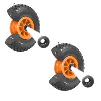 2x Sackkarrenrad PU-Rad 260x85 mm 3.00-4 75 mm zentrierte Nabe Ø 20 mm orange Vollgummi Bollerwagen