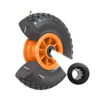 2x Sackkarrenrad PU-Rad 260x85 mm 3.00-4 75 mm zentrierte Nabe Ø 20 mm orange Vollgummi Bollerwagen