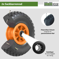 2x Sackkarrenrad PU-Rad 260x85 mm 3.00-4 75 mm zentrierte Nabe Ø 20 mm orange Vollgummi Bollerwagen