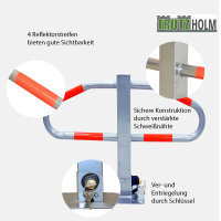 2x Parkplatzsperre 47 x 73 cm Metall grau abschließ- und klappbar Parkplatzbügel Sperrbügel Poller