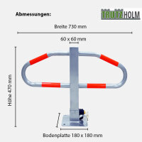 4x Parkplatzsperre 47 x 73 cm Metall grau abschließ- und klappbar Parkplatzbügel Sperrbügel Poller