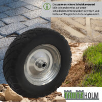 2x Schubkarrenrad pannensicher Vollgummi 4.80/4.00-8 grau/schwarz + Achse Ersatzrad Reifen PU