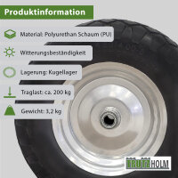2x Schubkarrenrad pannensicher Vollgummi 4.80/4.00-8 grau/schwarz + Achse Ersatzrad Reifen PU