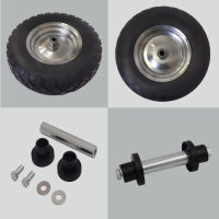 2x Schubkarrenrad pannensicher Vollgummi 4.80/4.00-8 grau/schwarz + Achse Ersatzrad Reifen PU