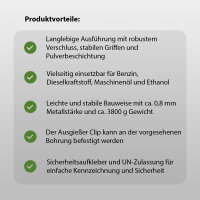 3x Benzinkanister 20 L Dieselkanister Kraftstoffkanister Metall Ausgießer Halter oliv grün