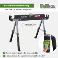 2x Sägebock 2.0 DELUXE 9-fach höhenverstellbar Stahl bis 1300 kg Klappbock Arbeitsbock Werkbock