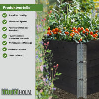 Hochbeet 3er Set Palettenrahmen Pflanzbeet 120x80x60 cm aus Holz schwarz Garten Balkon stapelbar