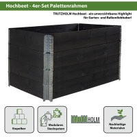 Hochbeet 4er Set Palettenrahmen Pflanzbeet 120x80x80 cm aus Holz schwarz Garten Balkon stapelbar