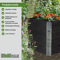 Hochbeet 4er Set Palettenrahmen Pflanzbeet 120x80x80 cm aus Holz schwarz Garten Balkon stapelbar