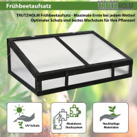 Frühbeetaufsatz aus Holz 120x80cm Gewächshaus für Hochbeet schwarz