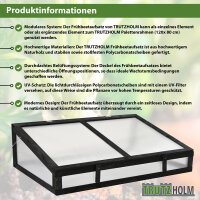 Frühbeetaufsatz aus Holz 120x80cm Gewächshaus für Hochbeet schwarz