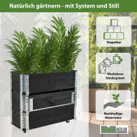 Hochbeet auf Rollen Kräuterbox 80x30x68 cm mobil schwarz für Garten und Balkon