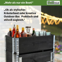 Hochbeet auf Rollen Kräuterbox 80x30x68 cm mobil schwarz für Garten und Balkon