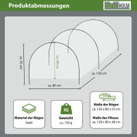 Hochbeetabdeckung 120 x 80 cm Bogenabdeckung mit Vlies Frühbeetabdeckung