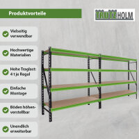 2x Industrieregal Milo 200x190x60 cm steckbar, erweiterbar 4 Ebenen 4 Tonnen Schwerlastregal Regal