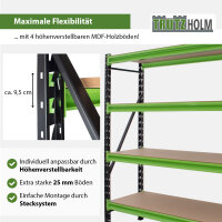 4x Industrieregal Milo 200x190x60cm steckbar, erweiterbar 4 Ebenen 4 Tonnen Schwerlastregal Regal